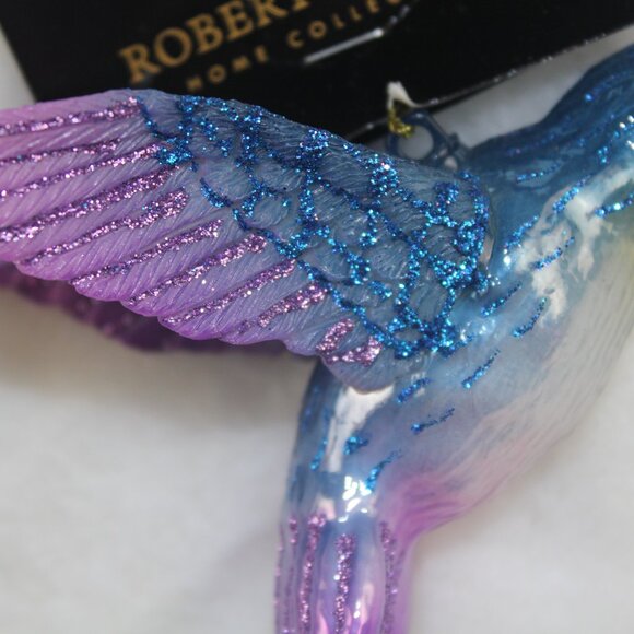 Robert Stanley Hummingbird Christmas Ornament Blown Glass Blue Purple 4.5" NWT - Picture 2 of 6